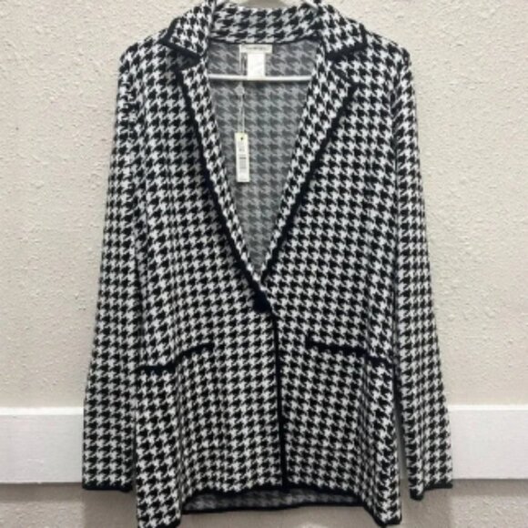Max Studio Houndstooth Black and White Sweater Blazer/Jacket - Picture 1 of 7